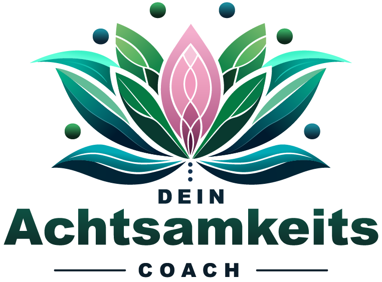 Logo - Dein Achtsamkeitscoach mit einer Lotusblüte und bunten Akzenten.